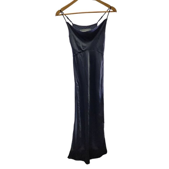 Anthropologie Black Silky Viscose Slip Dress Adjustable Straps‎ Satin Finish XXS - Picture 1 of 10
